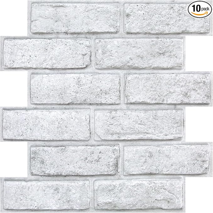 COMSTICKC 3D Faux White Brick Wall Panels Peel and Stick Wall Stickers by COMSTICKCDECOR