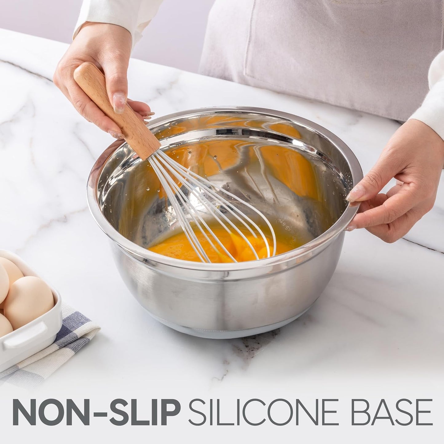 COOK WITH COLOR Stainless Steel Mixing Bowls Set with Lids - Nesting Bowls with Non-Slip Bottom, Grey, 12 Pieces