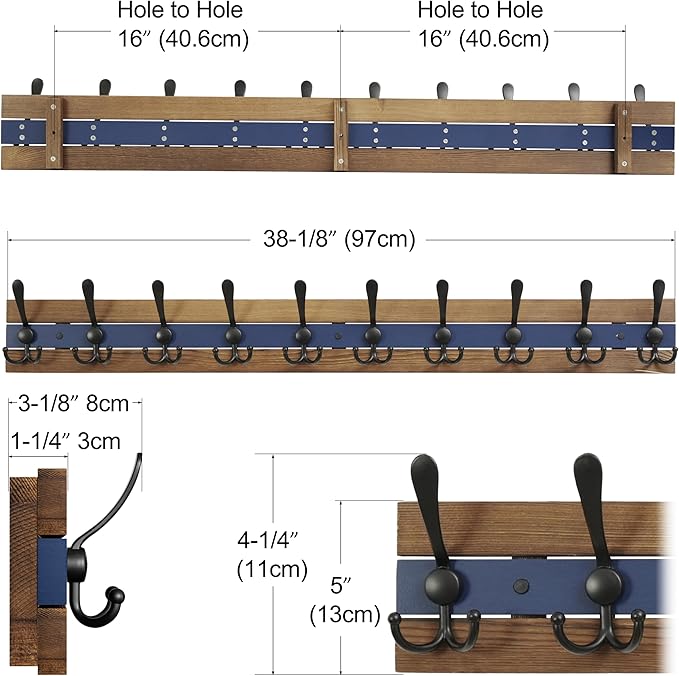 SKOLOO Rustic Wall Mounted Coat Rack - Image 6