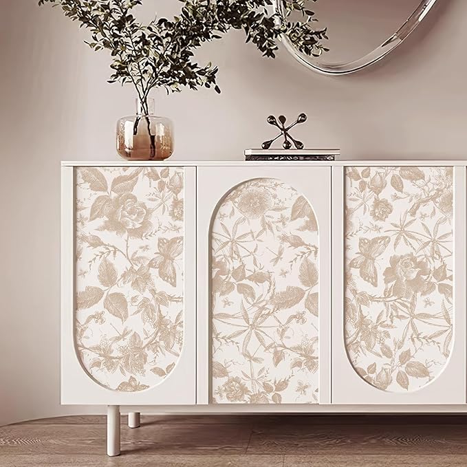 JiffDiff Vintage Peel and Stick Wall Stick，Champagne Wallpaper Rose Removable - Image 6