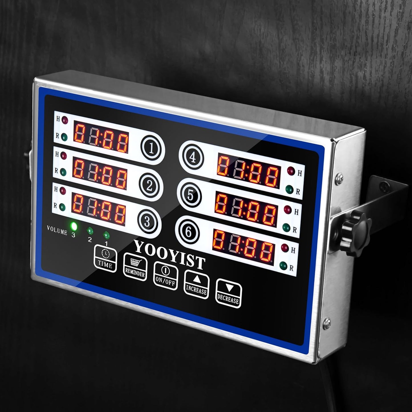 Kitchen Timers for Cooking – 6 Channel Commercial Kitchen Timer Restaurant Kitchen Supplies – Stainless Steel LED Technology Kitchen Timer Digital – Reminder Function, Loud Alarm, Black