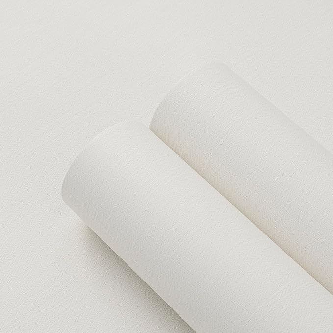Haimin Fabric Wallpaper Textured Contact Paper White Peel and Stick Faux Linen - Image 9