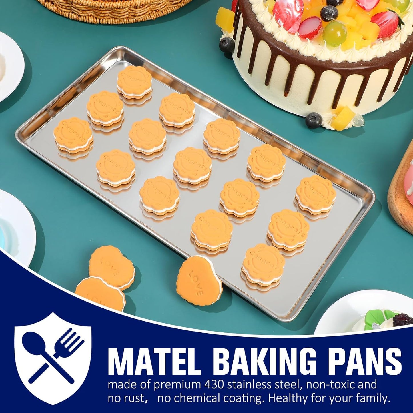 Mimorou 12 Pcs Baking Sheet Stainless Steel Cookie Sheet Small Metal Pans Professional Rectangle Oven Trays Kitchen Baking Cooking Oven and Toaster, Dishwasher Safe(13.7 x 9.8 Inches)