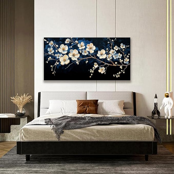 Suconvng White Flower Wall Art Canvas Wall Art Decor Set Home Wall Decor Modern - Image 6