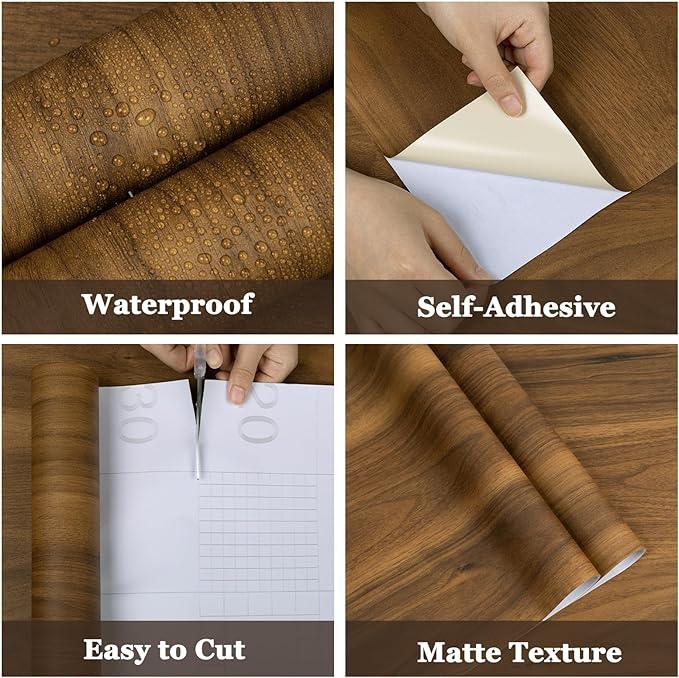 COSNIGHT Wood Grain Contact Paper, Vintage Peel and Stick Wallpaper 15.7''x196'' - Image 2