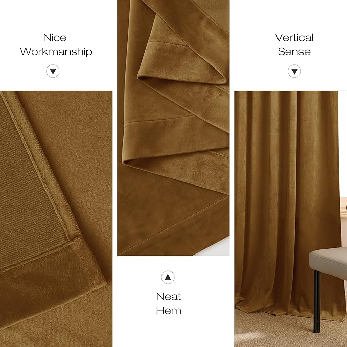 NICETOWN Gold Brown Velvet Curtains - Image 6