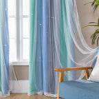 XiDi Curtains for Bedroom Decor, Rainbow BluGrenGrey-52-90 - Image 4