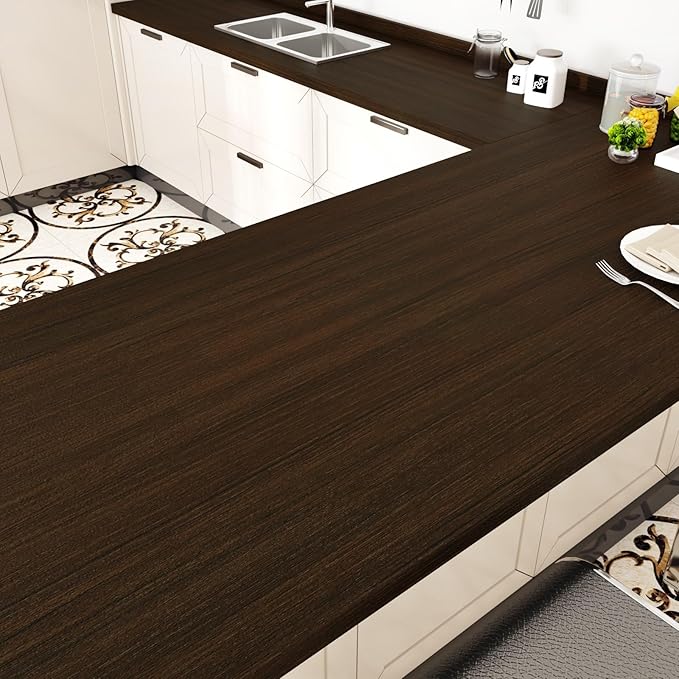 WESTICK Large Wood Contact Paper 394"x24" Brown Kitchen Countertops Peel and by WESTICK