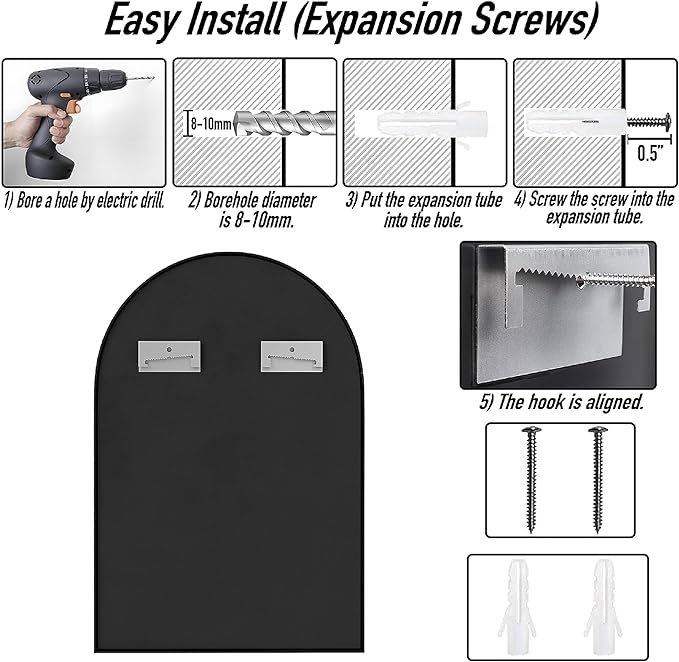 SCWF-GZ 30x20 Arch Mirror Rectangle Wall Mounted Hanging or Against Wall - Image 6