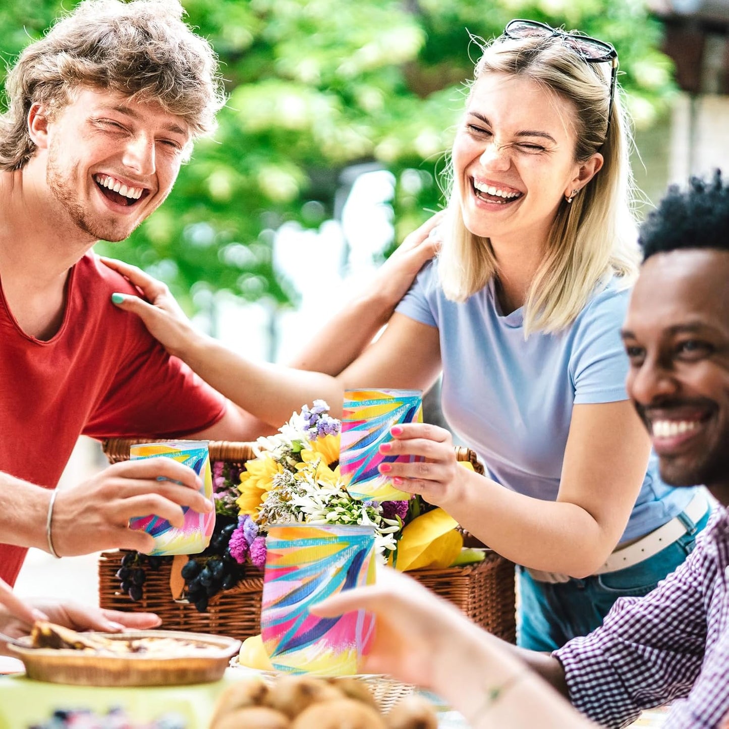 RainCaper 18/8 Stainless Steel Insulated Water Tumbler with Straw | 30oz, BPA-Free, Double Wall for Hot & Cold | Travel-Friendly, Cup Holder Ready (EttaVee Loose Palms)