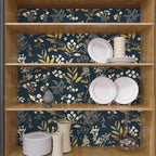 Dark Blue Leaf Wallpaper Peel and Stick Dark Blue Floral Wallpaper - Image 5