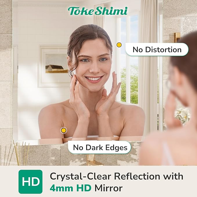 TokeShimi 48x36 Frameless Bathroom Mirror - Image 4