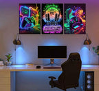PPV 3Pcs Cool Gaming Wall Art Retro Video Gamer watercolor Posters Pictures - Image 2