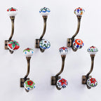 Indian Shelf Pack of 6 Heavy Duty Double Prong Multicolor Decorative Coat Hooks - Image 9