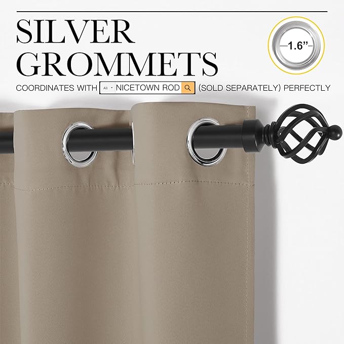 NICETOWN Bedroom Curtain Panels Blackout Draperies, Thermal Insulated Solid - Image 2