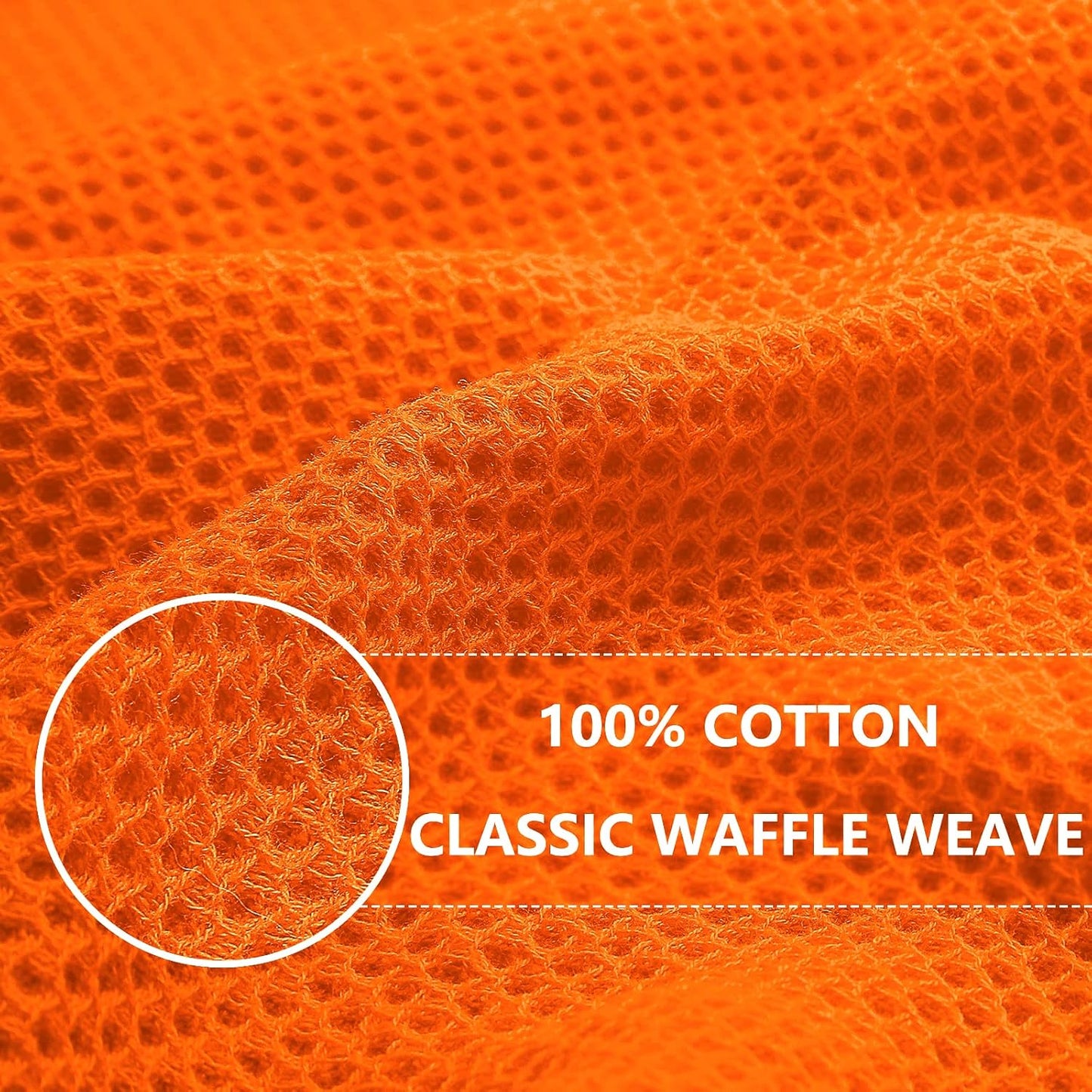 Homaxy 100% Cotton Waffle Weave Kitchen Dish Cloths, Ultra Soft Absorbent Quick Drying Dish Towels, 12 x 12 Inches, 6-Pack, Orange