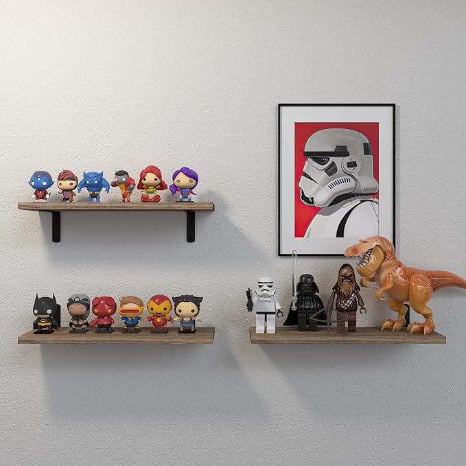 DOLLFIO Floating Shelves, 3 Sets Wall Shelves, Wooden Floating Shelves - Image 5