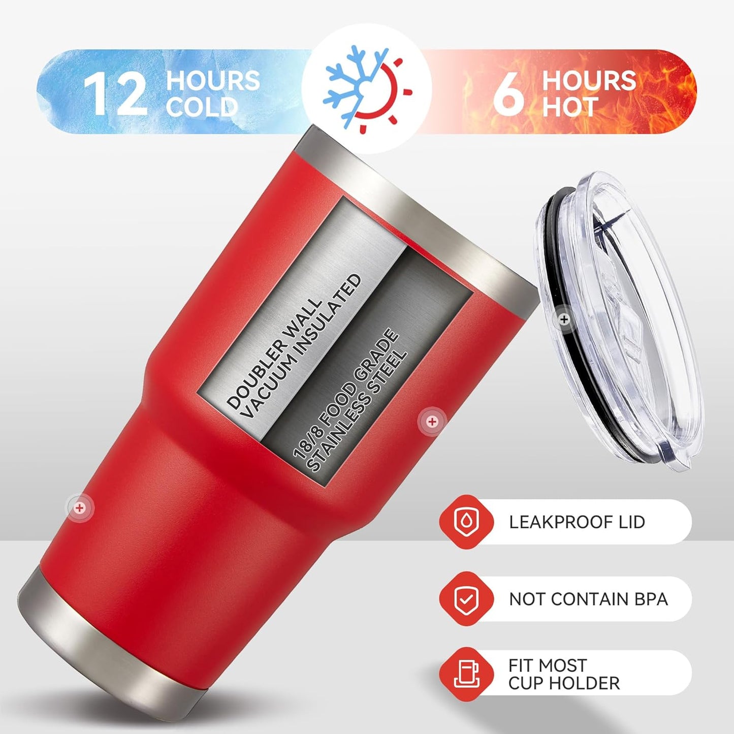 30 oz Tumbler with Lid Stainless Steel Tumblers Bulk Vacuum Insulated Cup Reusable Powder Coated Travel Mug Double Wall Leak Proof Cups Keep Cold Drinks for 12 Hours Wine Red, Set of 12