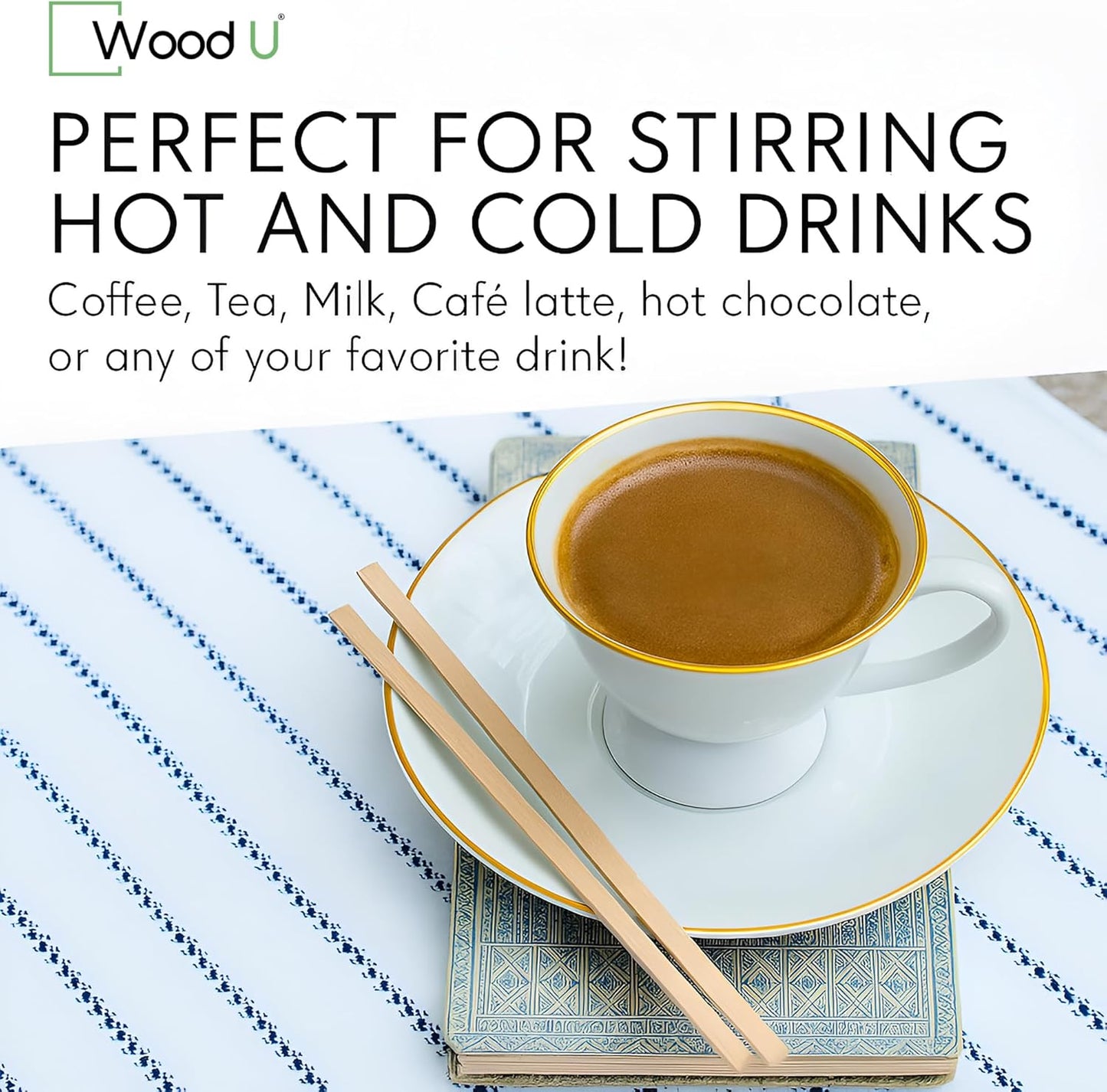 Wooden Coffee Stirrers - 5.5" 1000 pcs of Wooden Sticks - Square - End Coffee Mixer Stick