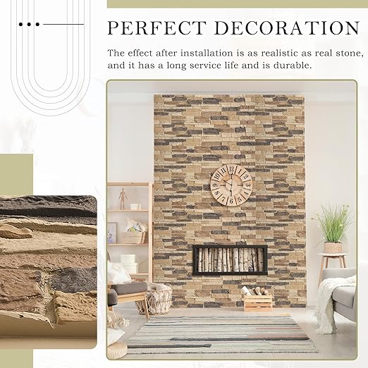 2 Pack Faux Stone Panels Interior 45.6''l x 11.8''h x 0.98''d Faux Siding - Image 6