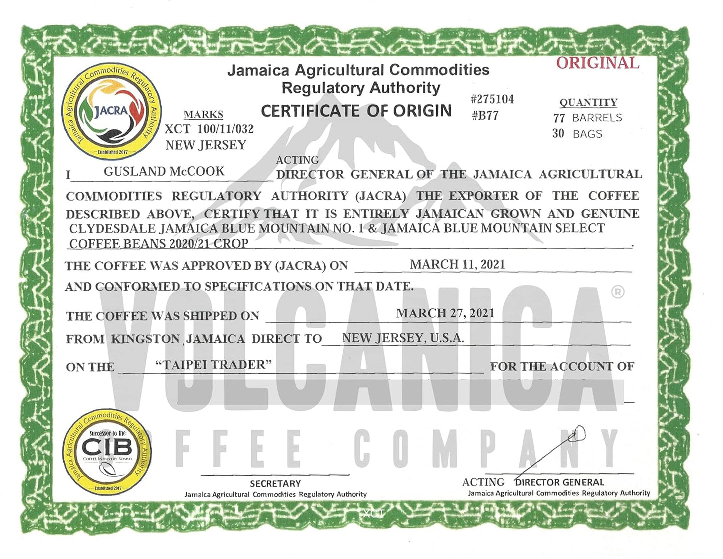 Jamaican Blue Mountain Coffee, Clifton Mount Estate, 100% Certified, Ground, Fresh Roasted, 16-ounce