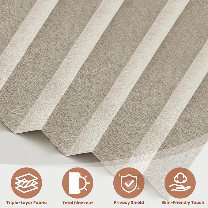AJAZZ Blackout Accordion Door Curtain 98"x106" Cream White - Image 7