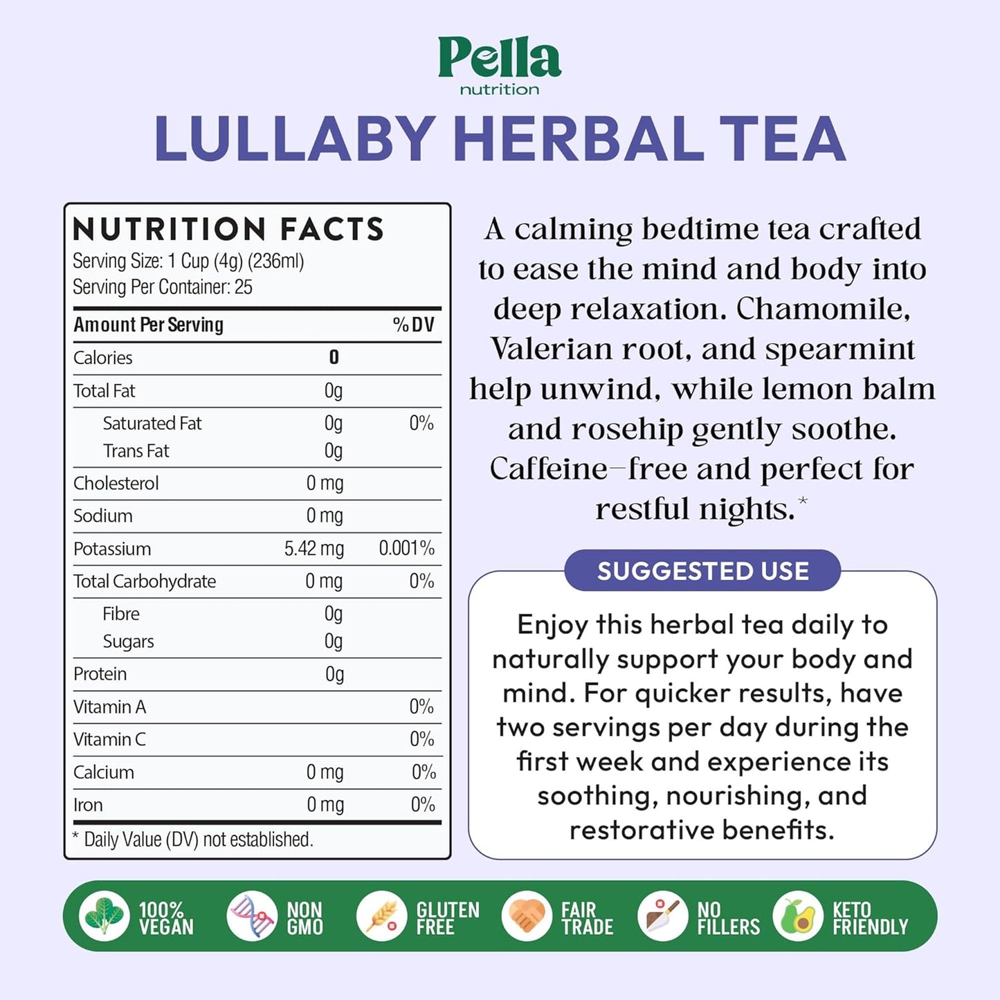 Chamomile Tea with Hibiscus, Peppermint, Spearmint, Rosehip, Valerian Root, Lemongrass, Cornflowers – Kosher, Vegan, No Caffeine – Calming Mint-Citrus Evening Herbal Drink for Relaxation (25 Tea Bags)