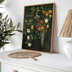 Floating Framed Floral Shower Wall Art, Vintage Botanical Flower Canvas Print - Image 8