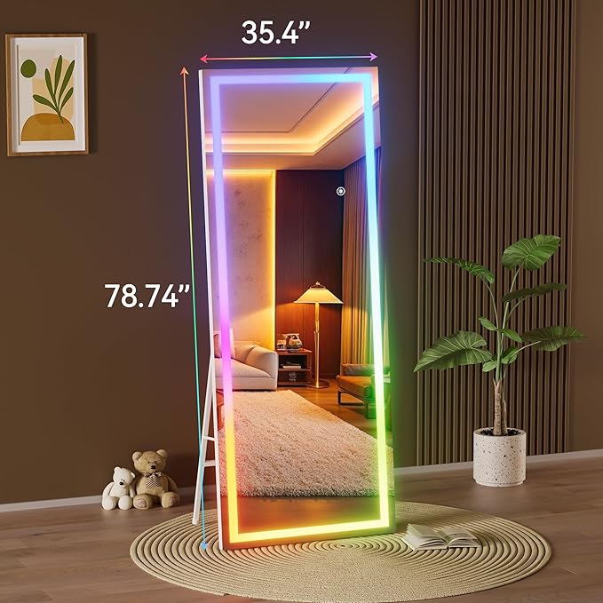 Hasipu 79"x35" LED RGB Bluetooth Full Length Mirror - Image 6
