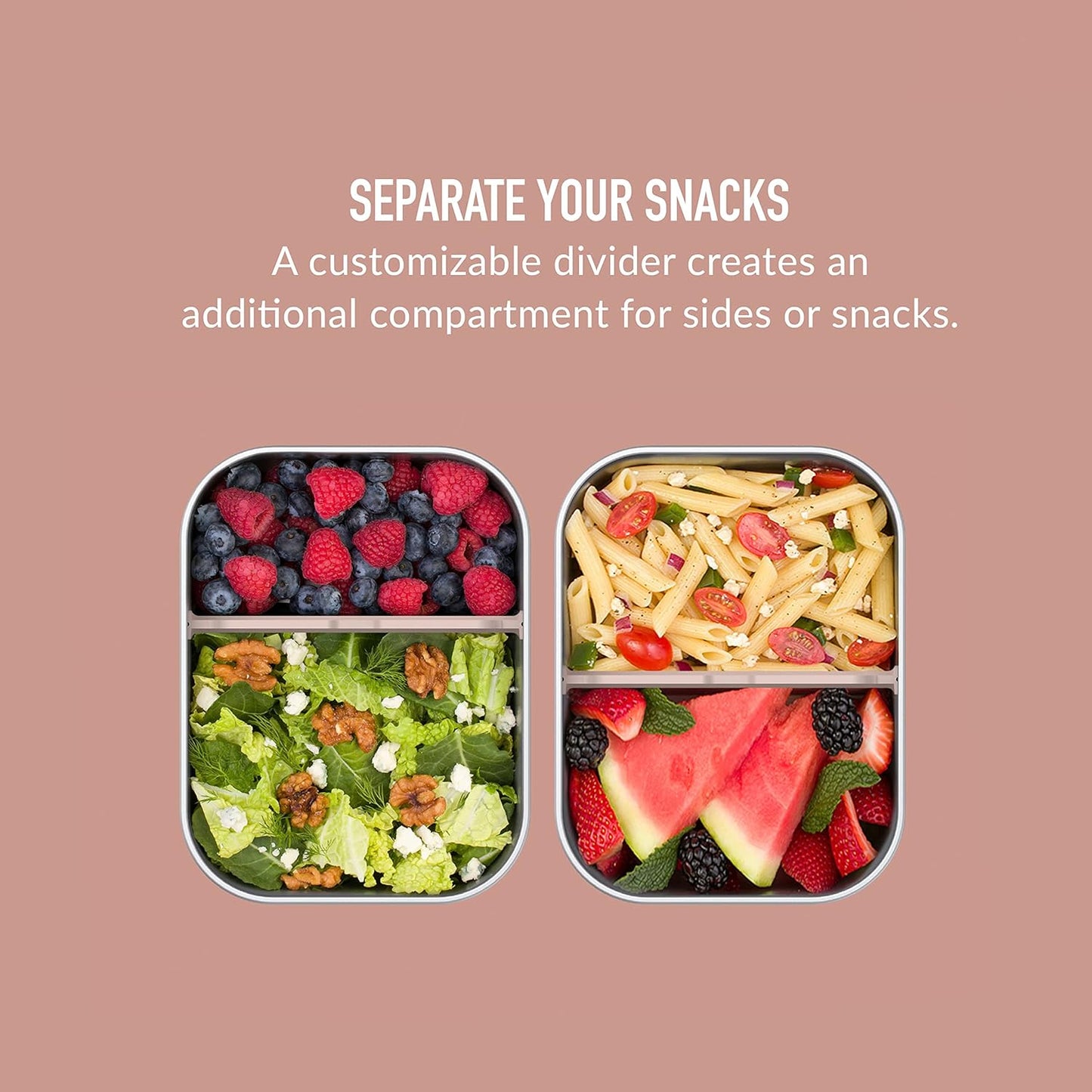 Bentgo MicroSteel Leak-Proof Lunch Box - Microwave-Safe, Oven-Safe, Bento-Style Container with Removable Divider, Airtight Lid, Sustainable Design, Odor & Stain Resistant (Rose Gold)