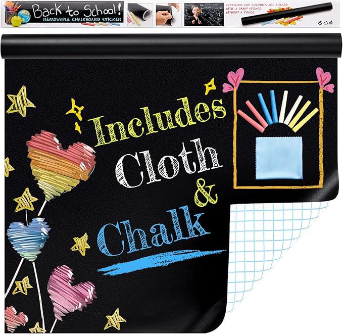 Chalkboard Wallpaper Peel and Stick, 17.5"x78.7" Blackboard Contact Paper Self - Image 9