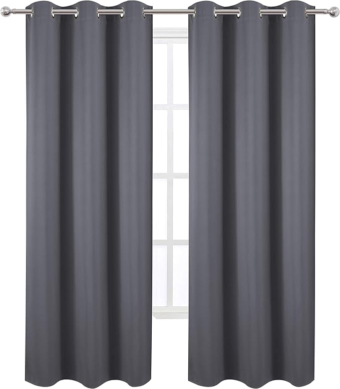 LEMOMO Blackout Curtains 42 x 95 inch/Dark Grey Curtains Set of 2 - Image 2