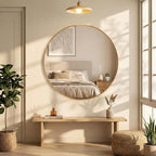 OLIXIS 20 Inch Gold Round Bathroom Wall Mirror, Round Bathroom Mirrors - Image 7