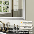 48x32 Inch Brushed Silver Bathroom Mirror - Image 3