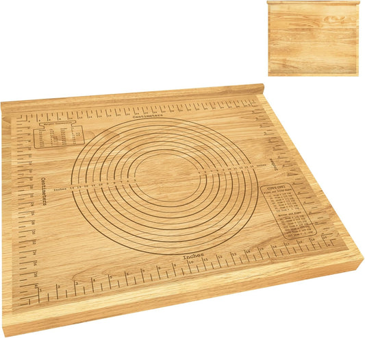 Montex Pastry Board with Measurement 24'' x 20", Wooden Kneading Board, Pastry Board for Rolling Dough, Pastry Baking Board with Counter Lip