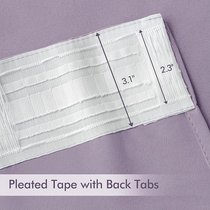 MIULEE Lilac Back Tab Blackout Curtains 63 Inch Length 2 Panels Set - Image 4