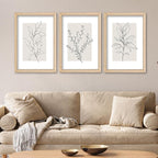YWJKWLGS Neutral Botanical Prints Framed Wall Art Decor 16x24 Inch Set of 3 - Image 3