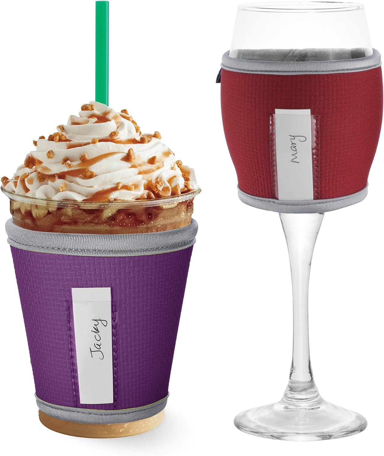 Beautyflier 8pcs Anti-Slip Neoprene 2.5mm Thick Collapsible Heat Resistant Coffee Cup Insulated Sleeve for Coffee/Tea/Cold Drinks (Multicolor embossed)