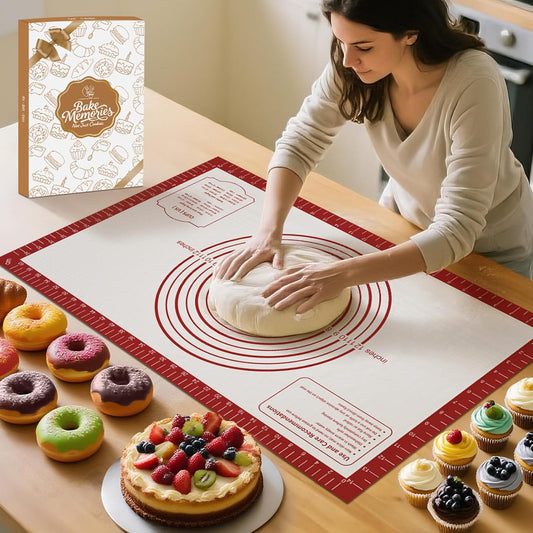 Silicone Baking Mat, Non Stick Pastry Mat Sheet for Dough Rolling, Nonslip Fondant/Pie Crust Mat, Counter Mat Oven Liner Mat for Making Cookies Macarons Bread Baking Supplies Extra Large 26 x 16 Inch