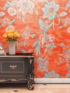 FunStick 17.5x354 Floral Wallpaper Peel and Stick Vintage Burnt Orange by FunStick