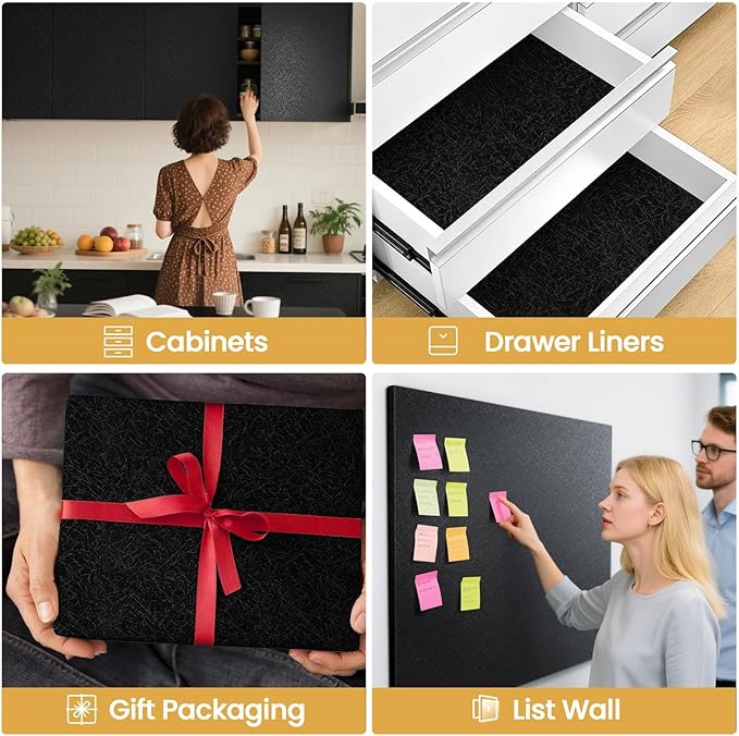 Black Silk Wallpaper Peel and Stick Embossed Self Adhesive Contact Paper 15.7" - Image 4