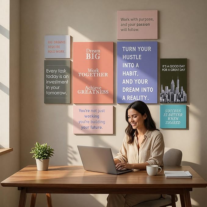 Office Motivational Canvas Wall Art Set of 8 - Image 2