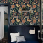 Simon&Siff Boho Peel and Stick Wallpaper, 17.3" x 1200" Blue Sun Floral Retro - Image 6