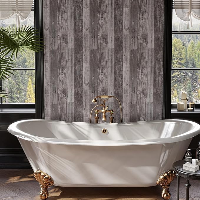 TANONE Wood Contact Paper Peel and Stick Wallpaper Gray, Self Adhesive - Image 4