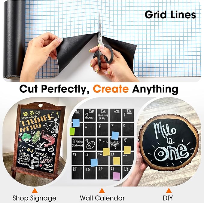 Chalkboard Wallpaper Peel and Stick, 35.4"x78.7" Blackboard Contact Paper Self - Image 3