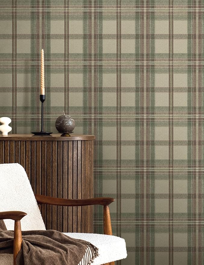 NextWall Harry & Grace Herringbone Plaid Premium Matte Non-Woven Peel and Stick - Image 4