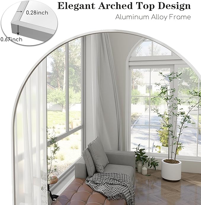 Rowjut Floor Mirror Arched Full Length Mirrors, Mirror Full Length Standing - Image 8