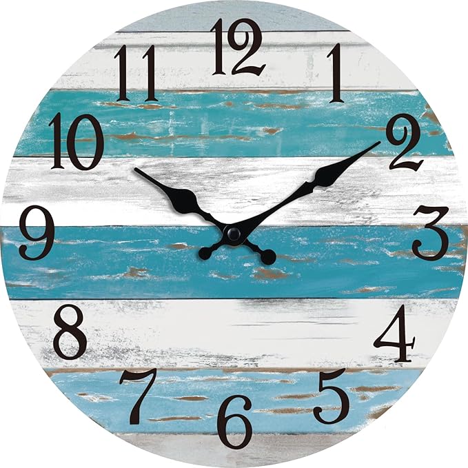 KECYET Wall Clock Battery Operated 14 Inch Outdoor Large Beach Style Blue by KECYETWALLCLOCK