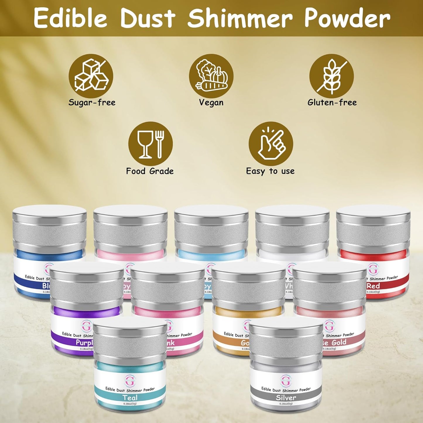 Glitter & Glitz Edible Glitter for Drinks - Premium Drink Glitter Edible Dust for Cocktails, Baking, Brew, Champagne - Luster Dust and Cocktail Glitter - Edible Glitter for Drinks Decoration (Green, 5Grams)