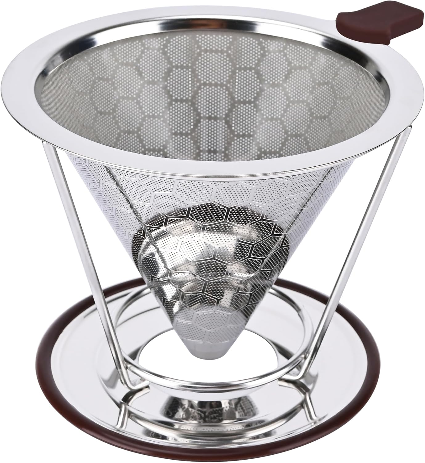 Pour Over Coffee Dripper, Pour-over Filters with 800 Mesh Steel Mesh Optimize Extraction For Rich Coffee Flavor, Stainless Steel Filter, Paperless Pour-over